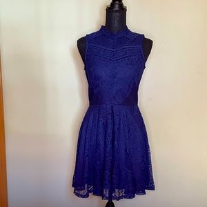 Navy lace mini dress